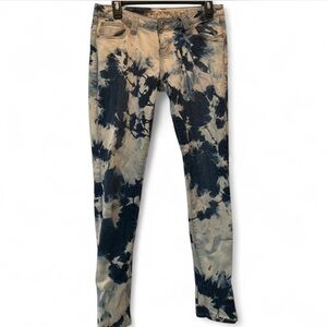 Blue Asphalt Upcycled Denim Tie-Dye Life Skinny retro Juniors Jeans size 9L